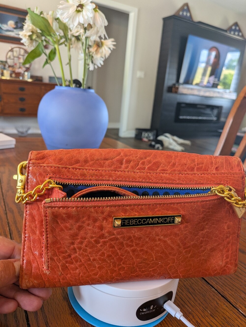 Rebecca Minkoff Mini MAC Crossbody – Rare Orange Ostrich Embossed Leather - Picture 14 of 15